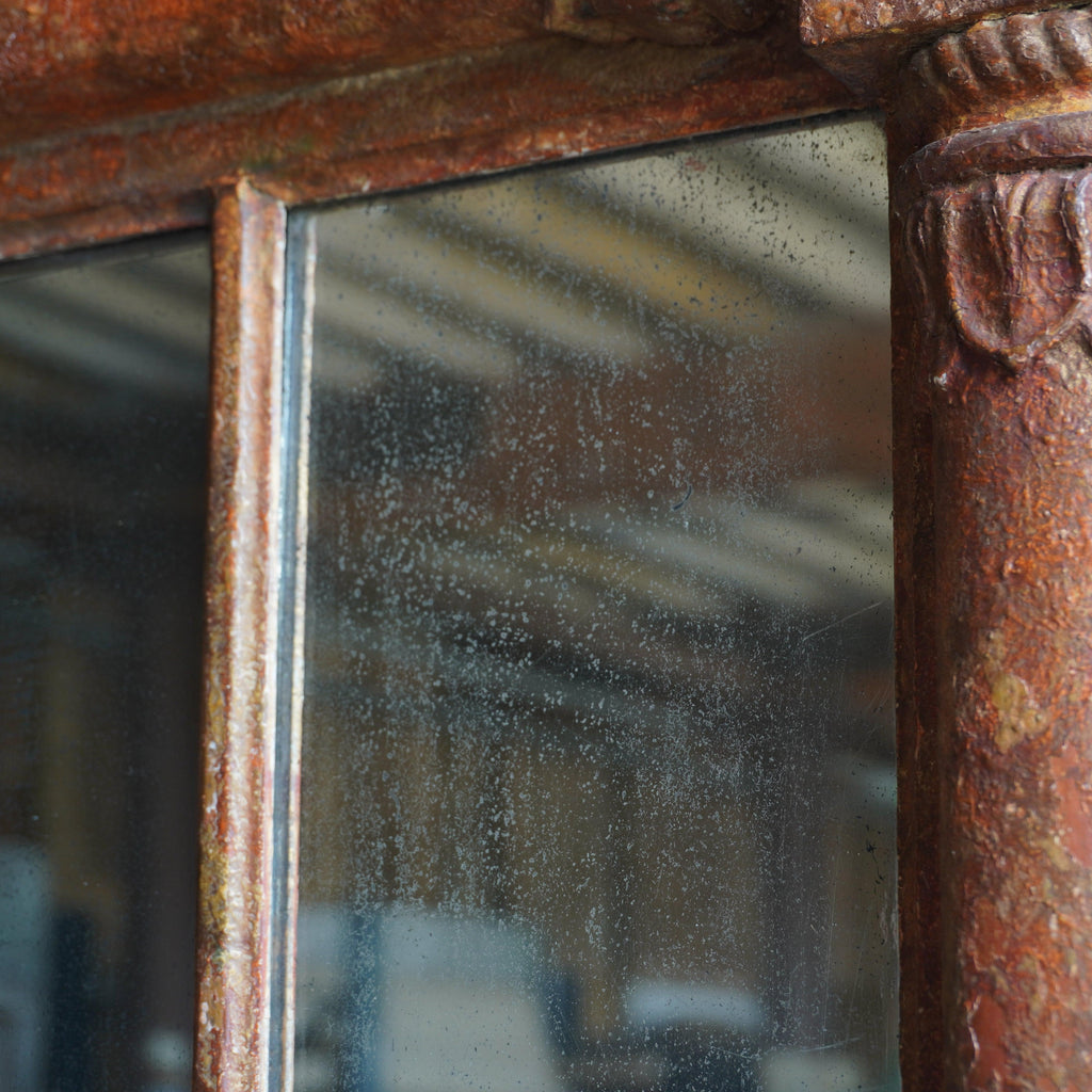 Antique Overmantle Mirror - distressed gesso paintwork-KONTRAST