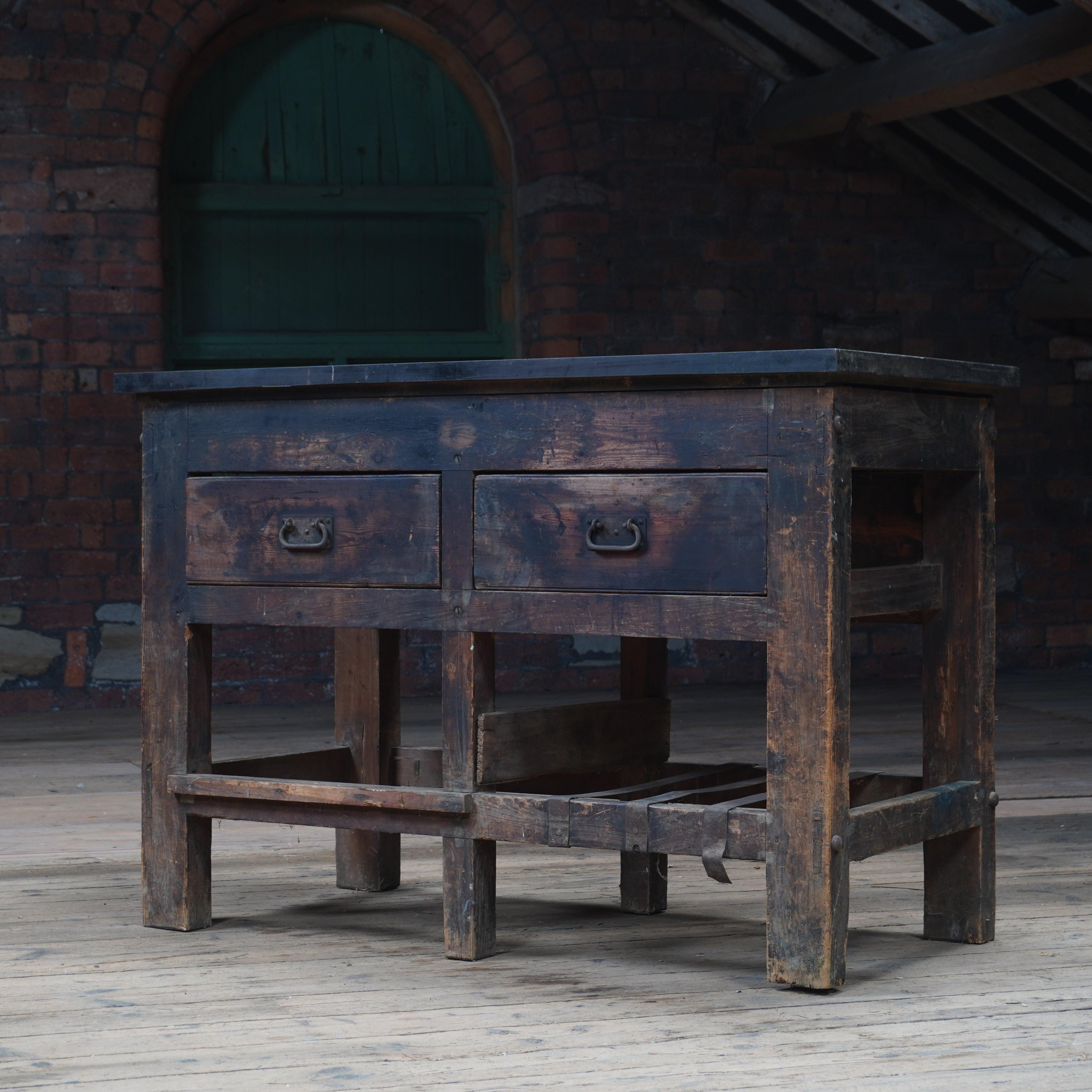 Antique Typesetting Table- printers storage - kitchen island – KONTRAST