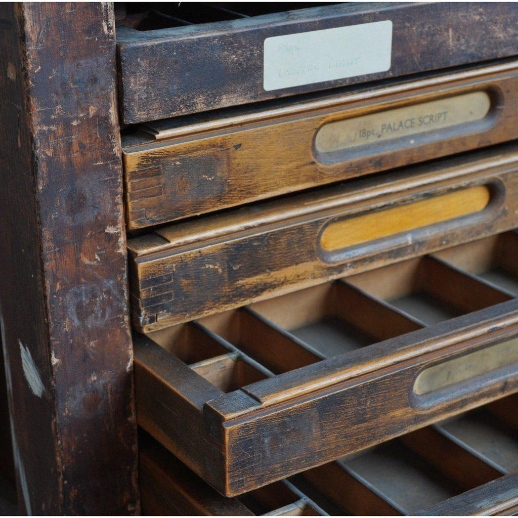 Antique Typsetting Drawer Unit - printers storage drawers-Antique Storage-KONTRAST