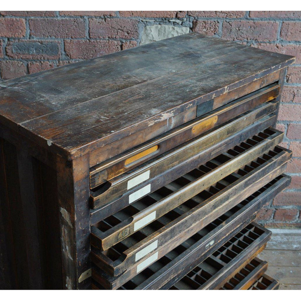 Antique Typsetting Drawer Unit - printers storage drawers-Antique Storage-KONTRAST