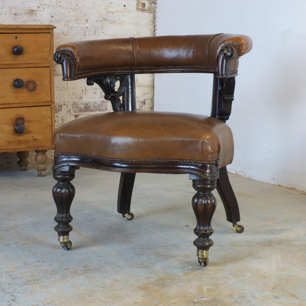 Antique leather Captains chair-Antique Seating-KONTRAST
