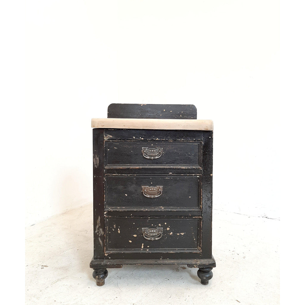 Antique painted pine black sideboard with matching pine drawers-Antique Storage-KONTRAST