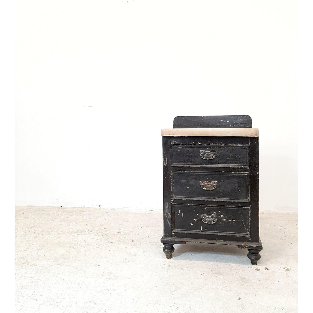 Antique painted pine drawers original chippy black paint-Antique Storage-KONTRAST