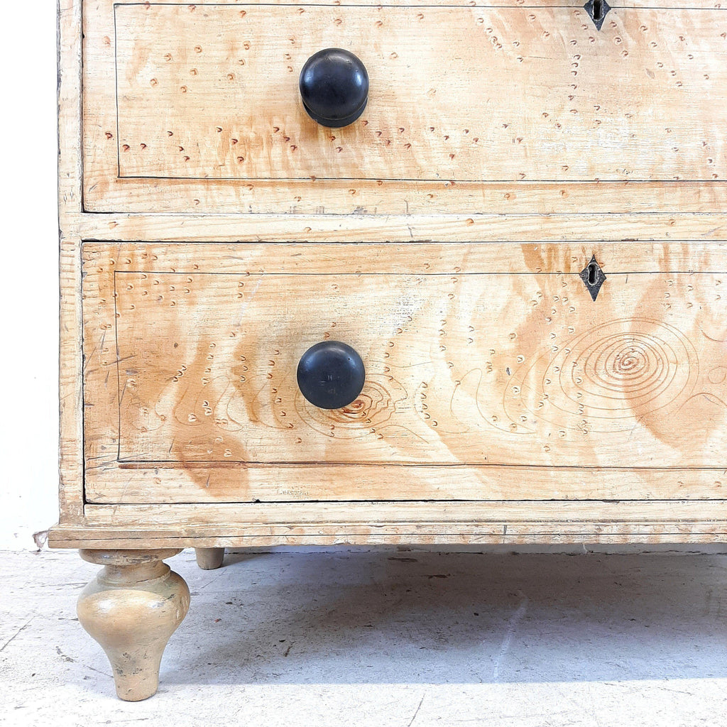 Antique pine drawers in birdseye maple graining c1850-Antique Storage-KONTRAST