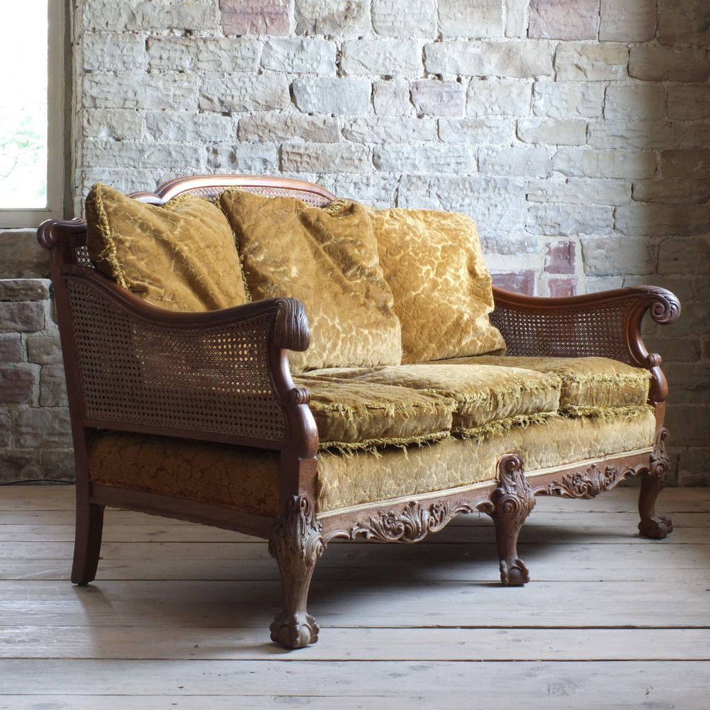 Antique walnut Bergere sofa-Antique Seating-KONTRAST