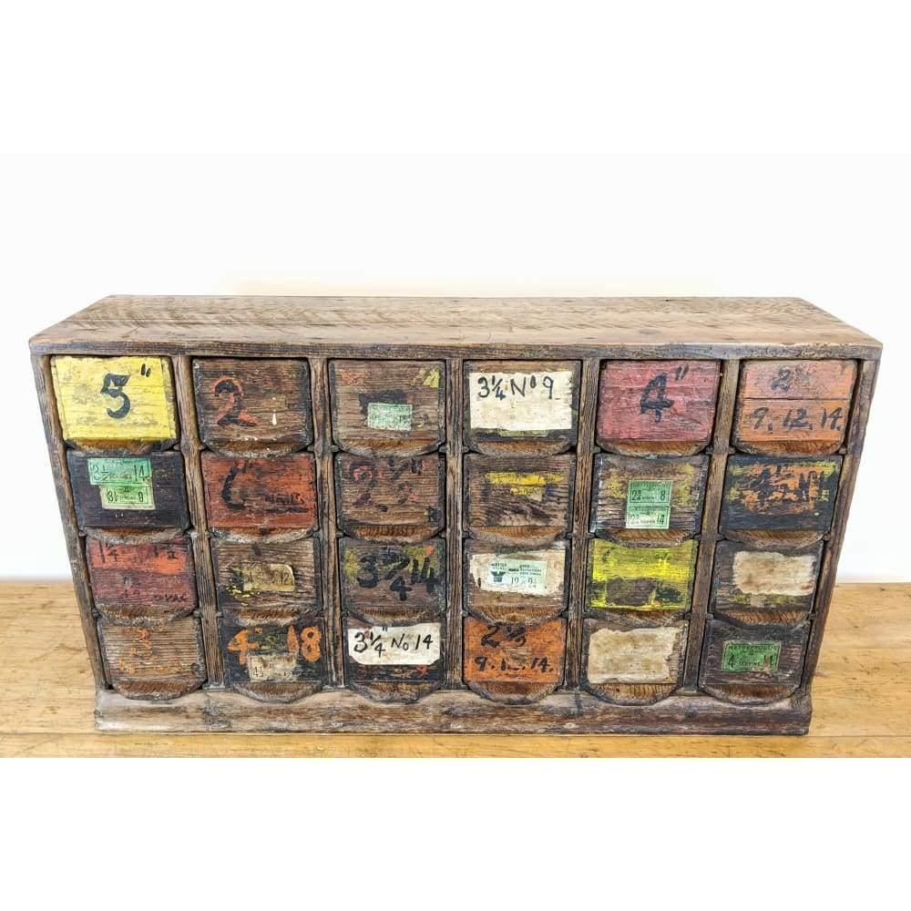 Apothecary cabinet, small drawer unit / spice drawers - colourful painted - storage-Antique Storage-KONTRAST