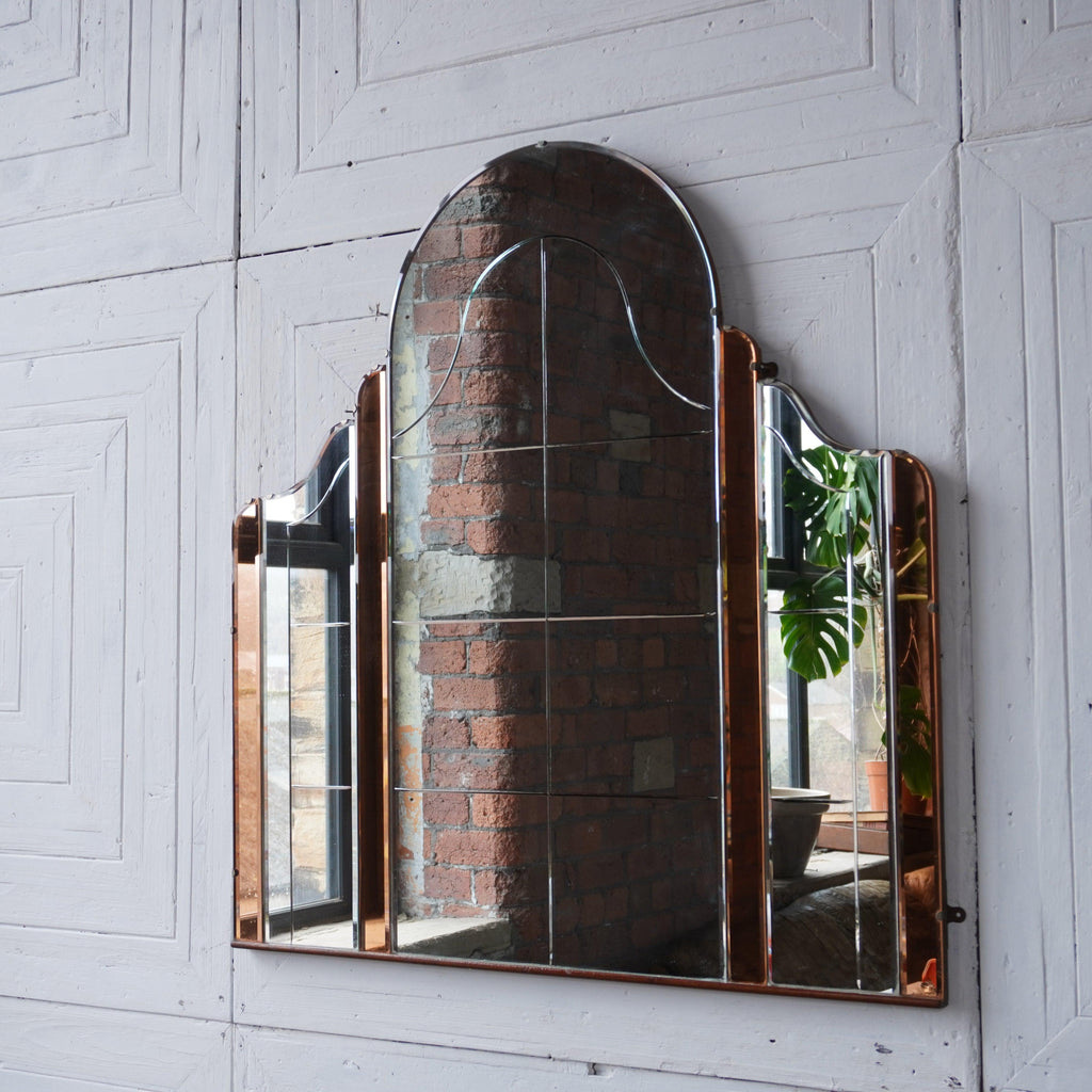 Art Deco Peach Glass Mirror-KONTRAST