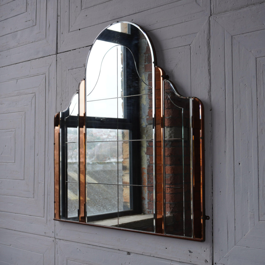 Art Deco Peach Glass Mirror-KONTRAST