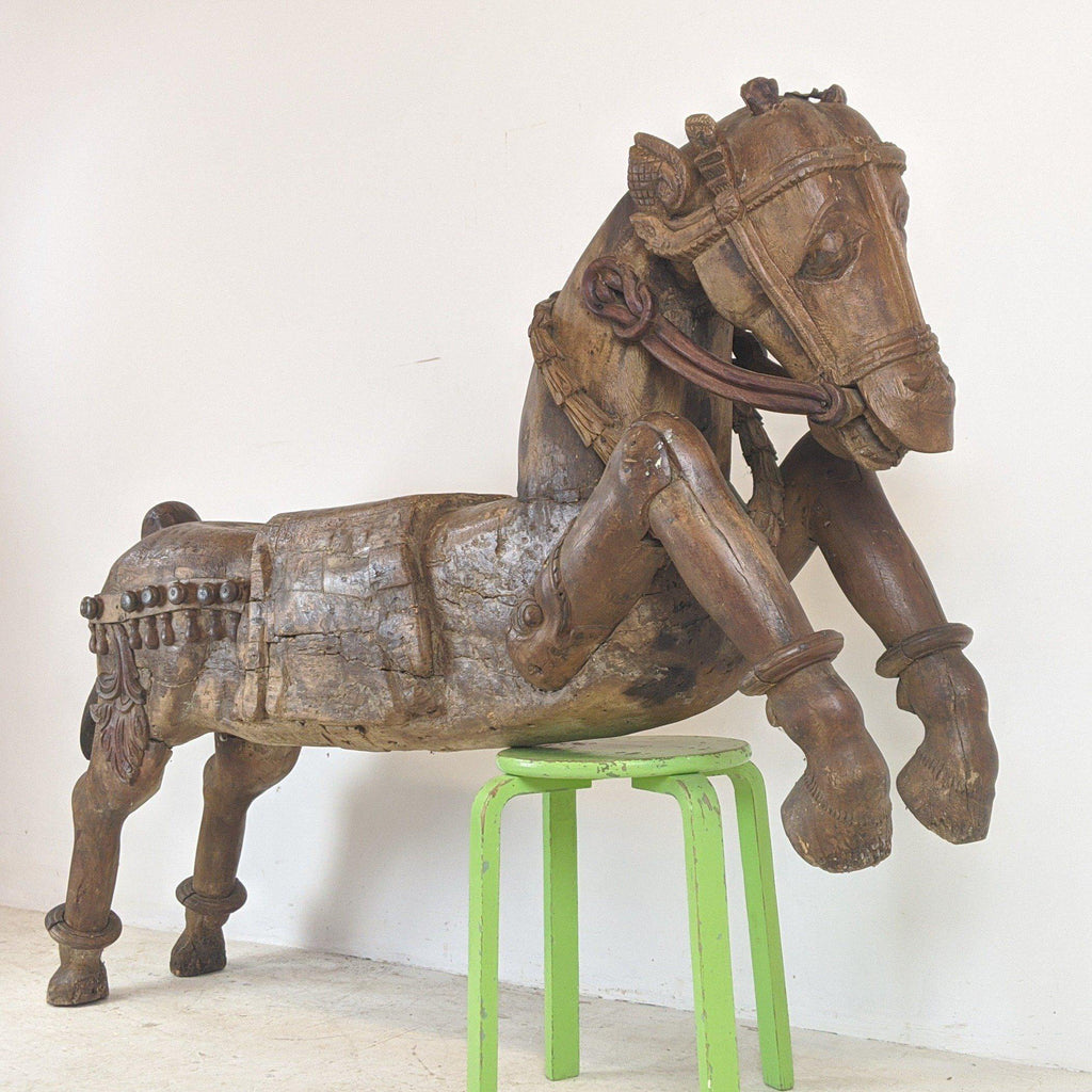 Carved Wooden Sapparam Horse-Antique Decor / Accessories-KONTRAST