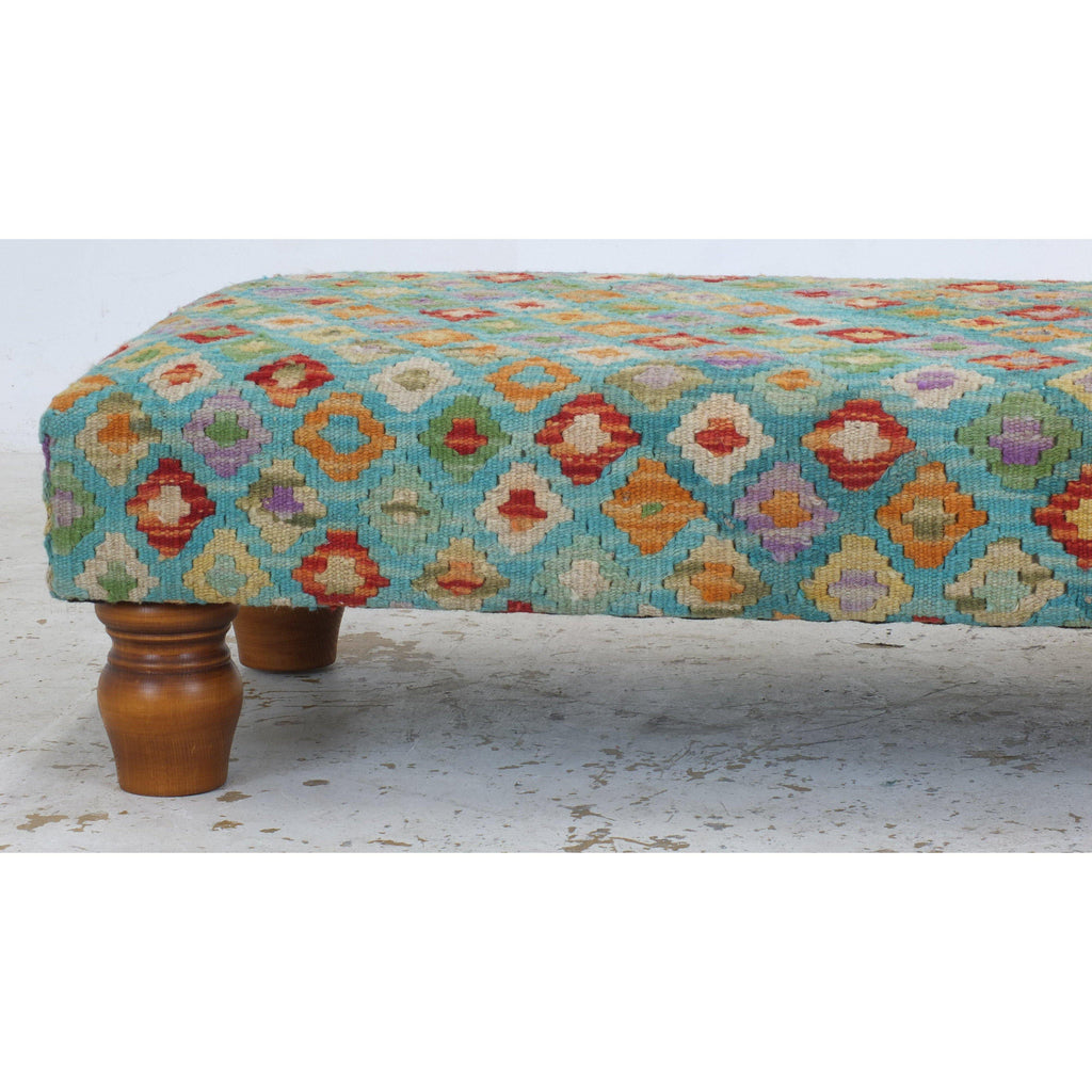 Chobi kilim footstool-Handmade Ethnic Footstools-KONTRAST
