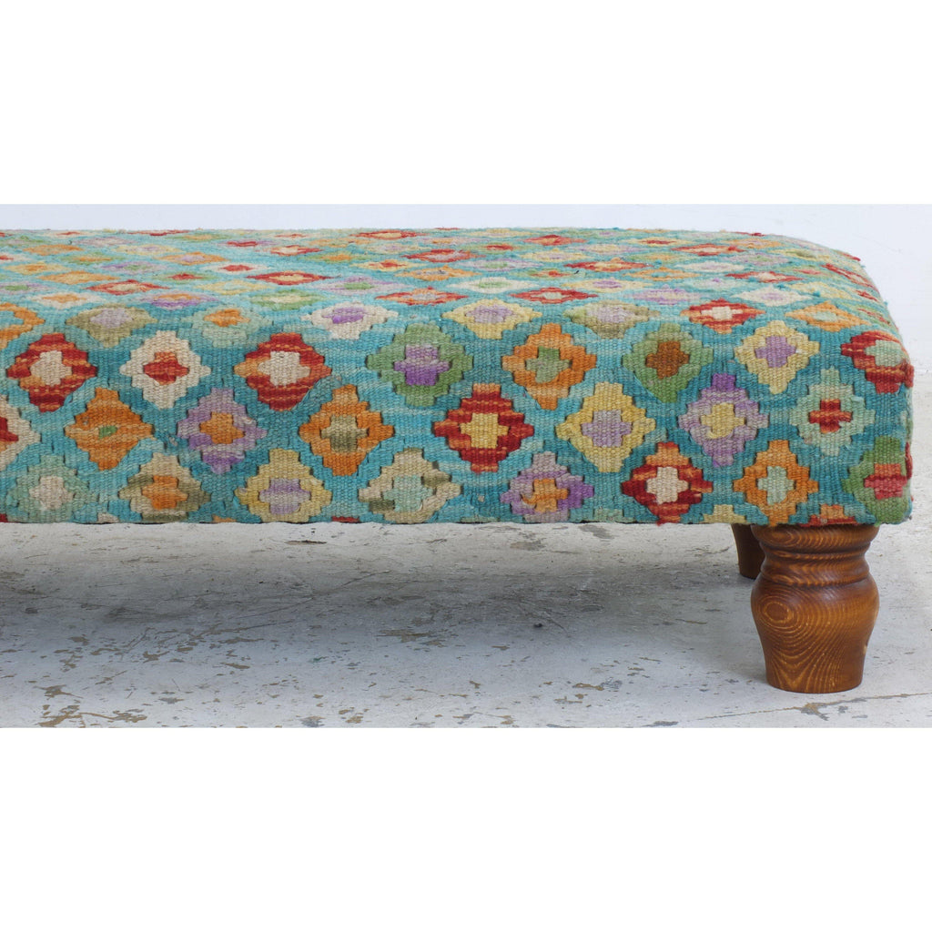 Chobi kilim footstool-Handmade Ethnic Footstools-KONTRAST