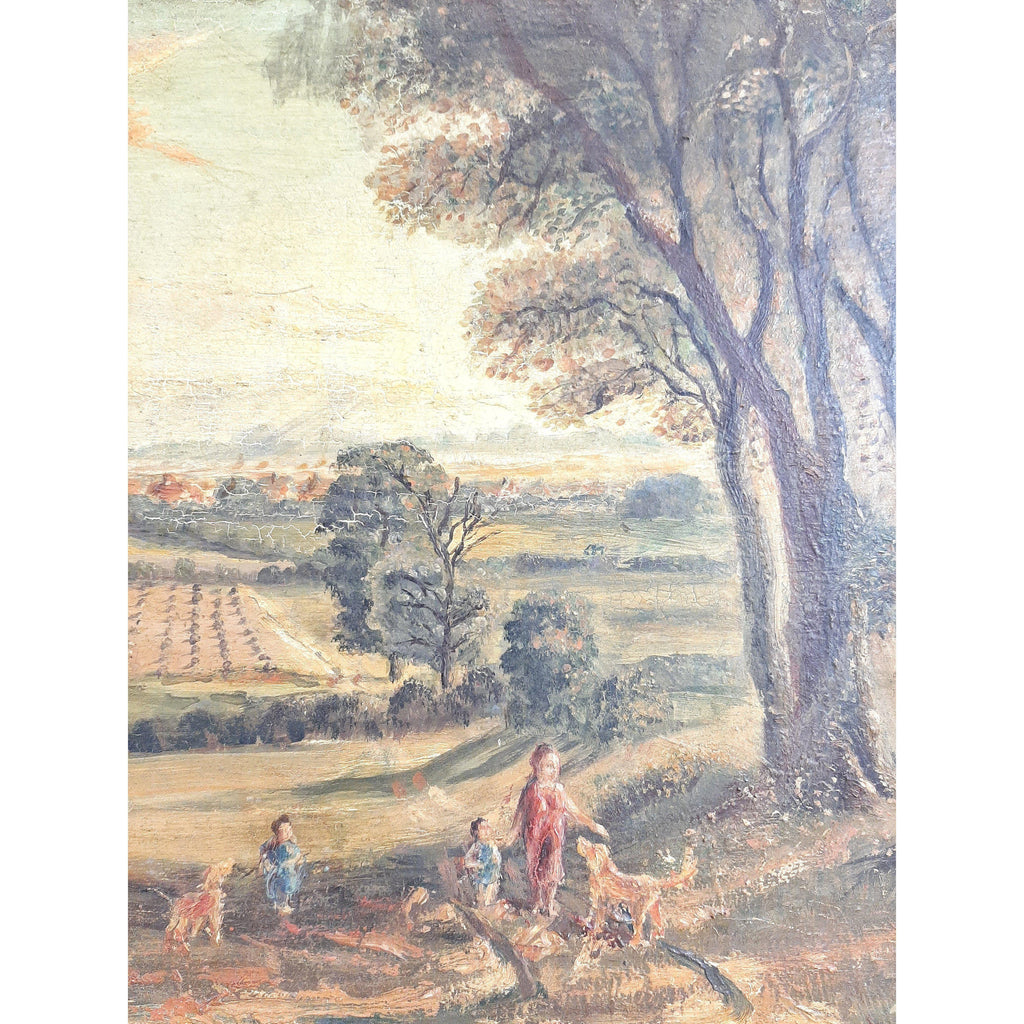 Country landscape oil on board 20th century-Antique Decor / Accessories-KONTRAST