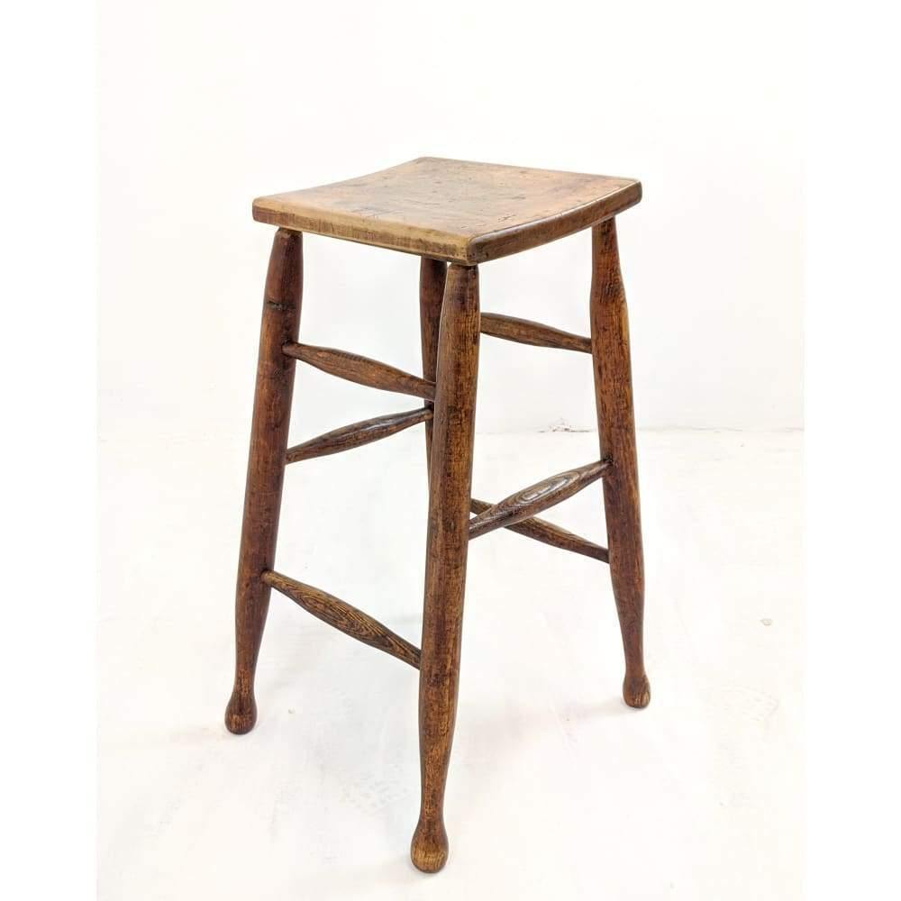 Elm & Beech Stool - machinists, sloping, workers stool-Antique Seating-KONTRAST