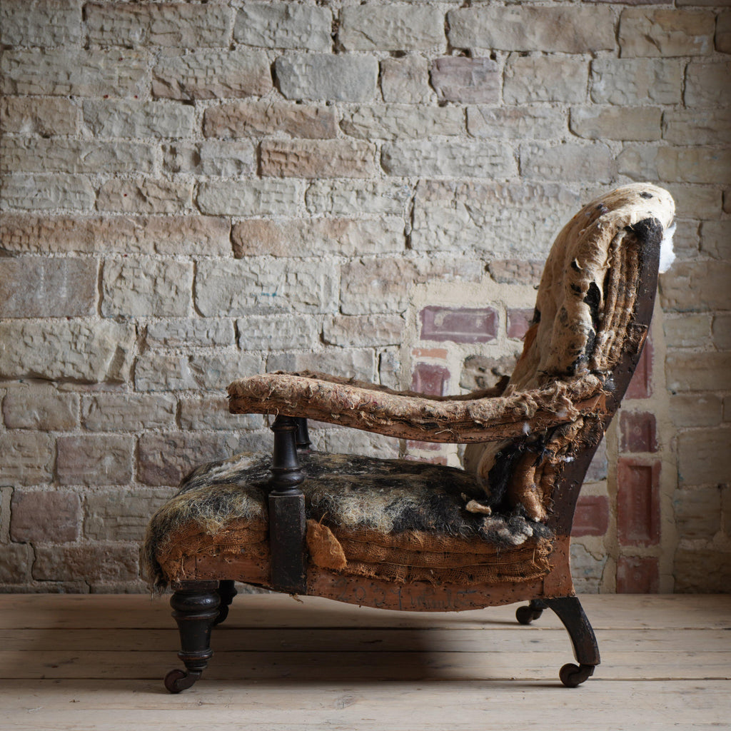 English Open Armchair - ebonised frame-Antique Seating-KONTRAST