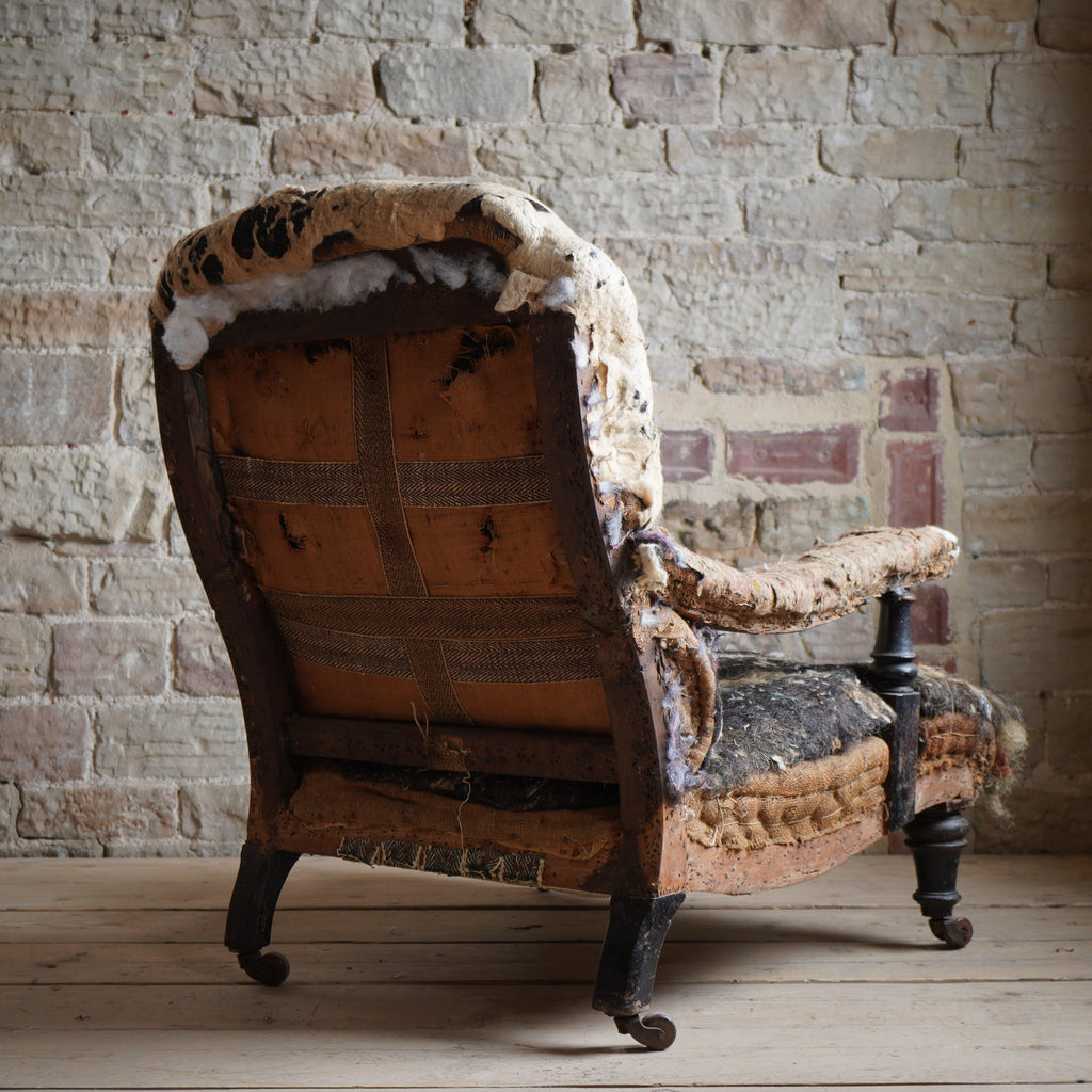 English Open Armchair - ebonised frame-Antique Seating-KONTRAST