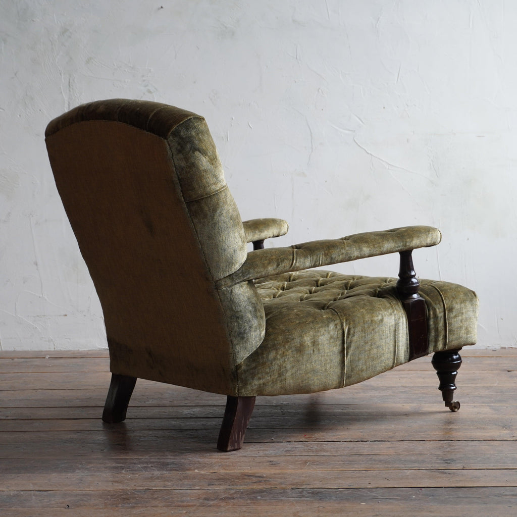 George Smith Open Armchair in Green Velvet-Vintage Seating-KONTRAST