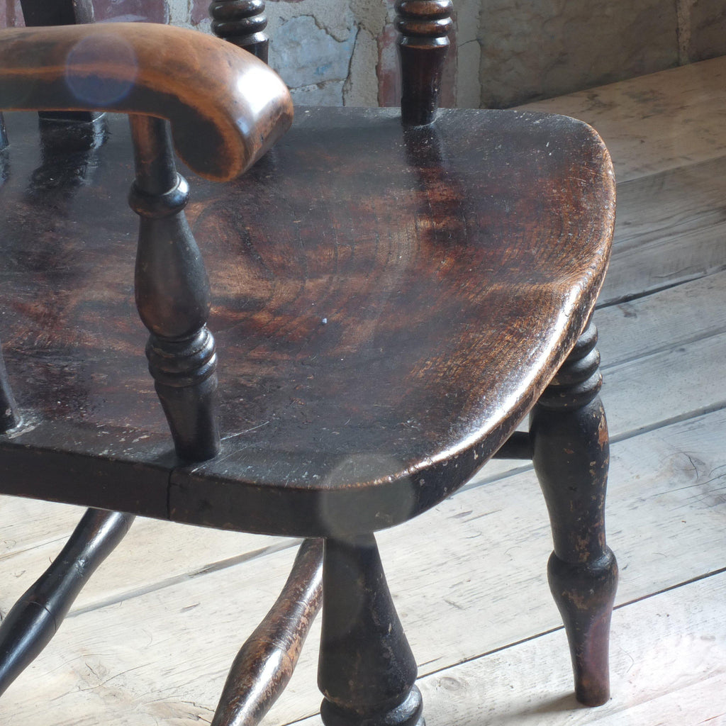 Grandfather Chair - ebonised-Antique Seating-KONTRAST