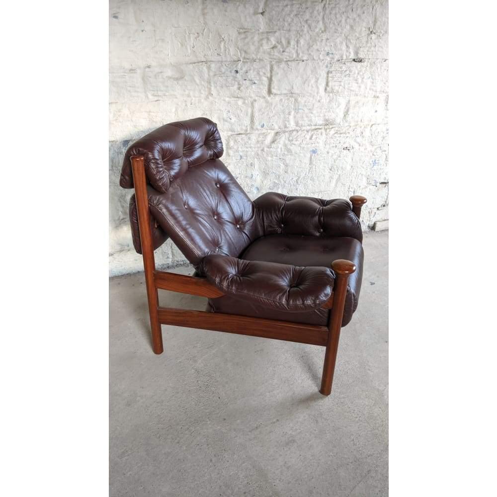 Guy rogers santa fe leather arm chair mid century 1960's-Mid Century Seating-KONTRAST