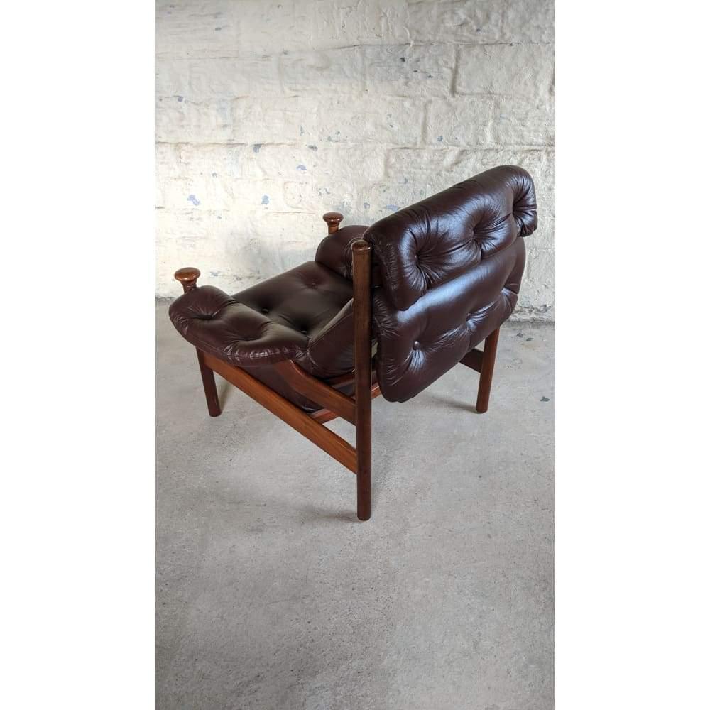 Guy rogers santa fe leather arm chair mid century 1960's-Mid Century Seating-KONTRAST