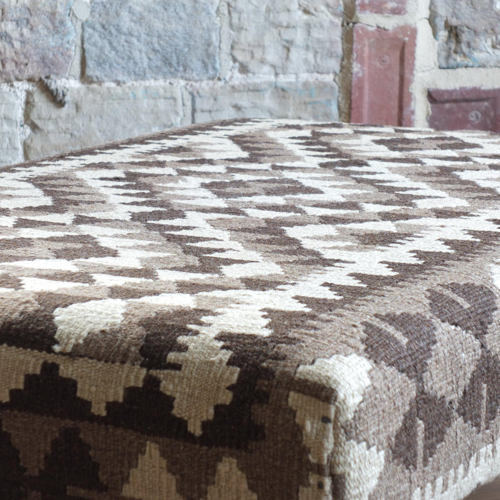 Handmade Afghan kilim rug footstool #25-Handmade Ethnic Footstools-KONTRAST