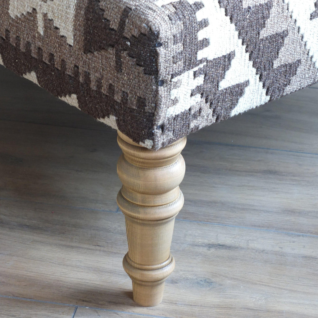 Handmade Afghan kilim rug footstool #30-Handmade Ethnic Footstools-KONTRAST