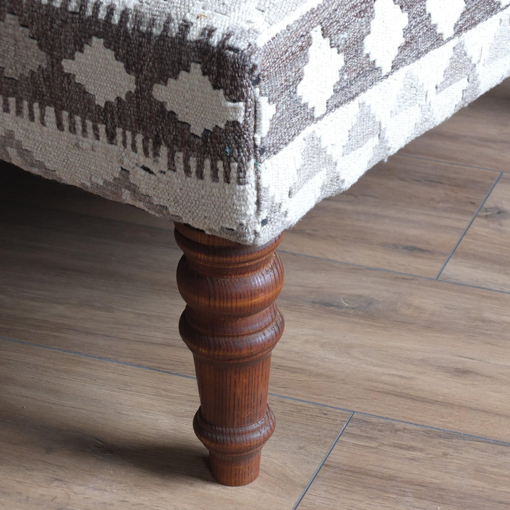 Handmade Afghan kilim rug footstool #34-Handmade Ethnic Footstools-KONTRAST