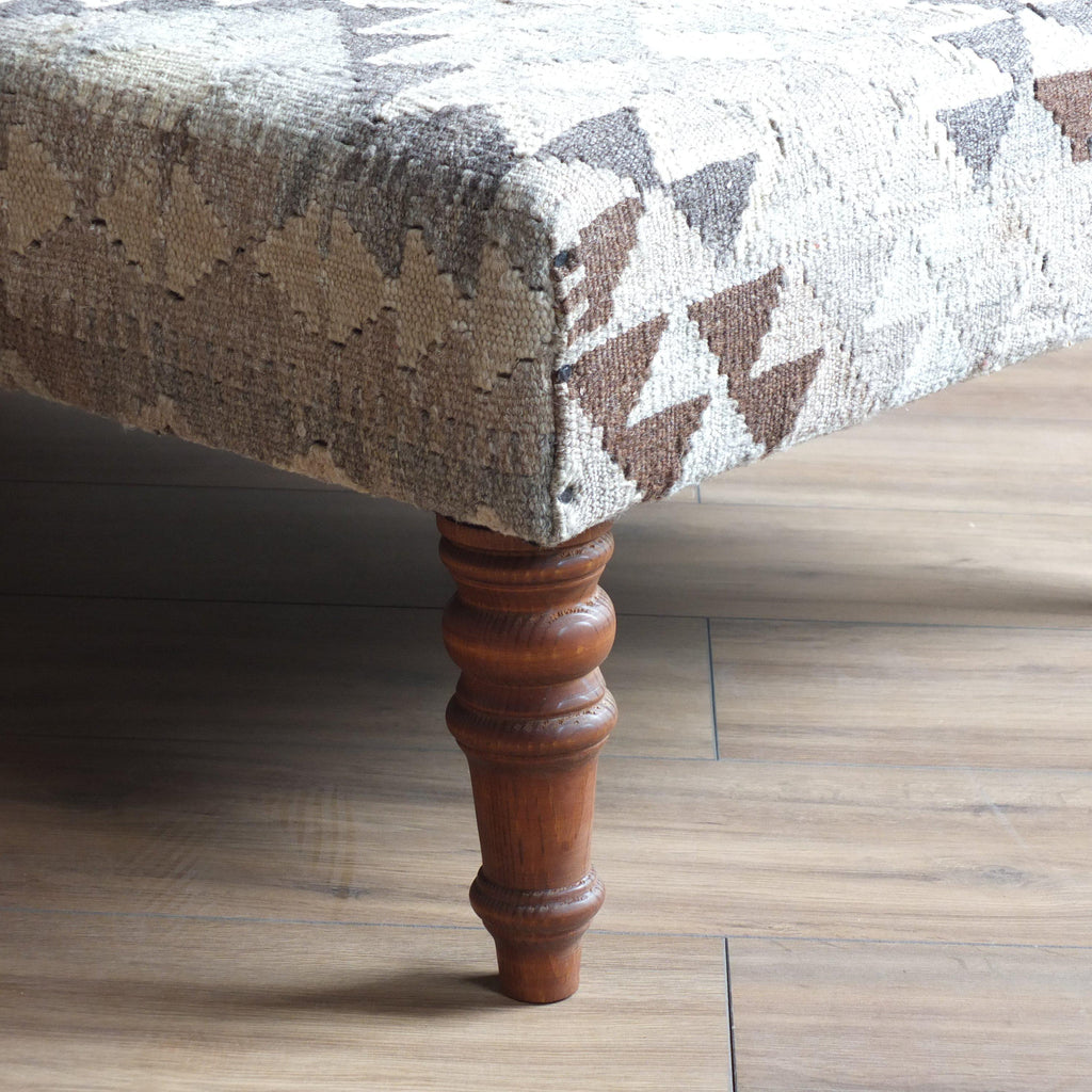 Handmade Afghan kilim rug footstool #35-Handmade Ethnic Footstools-KONTRAST