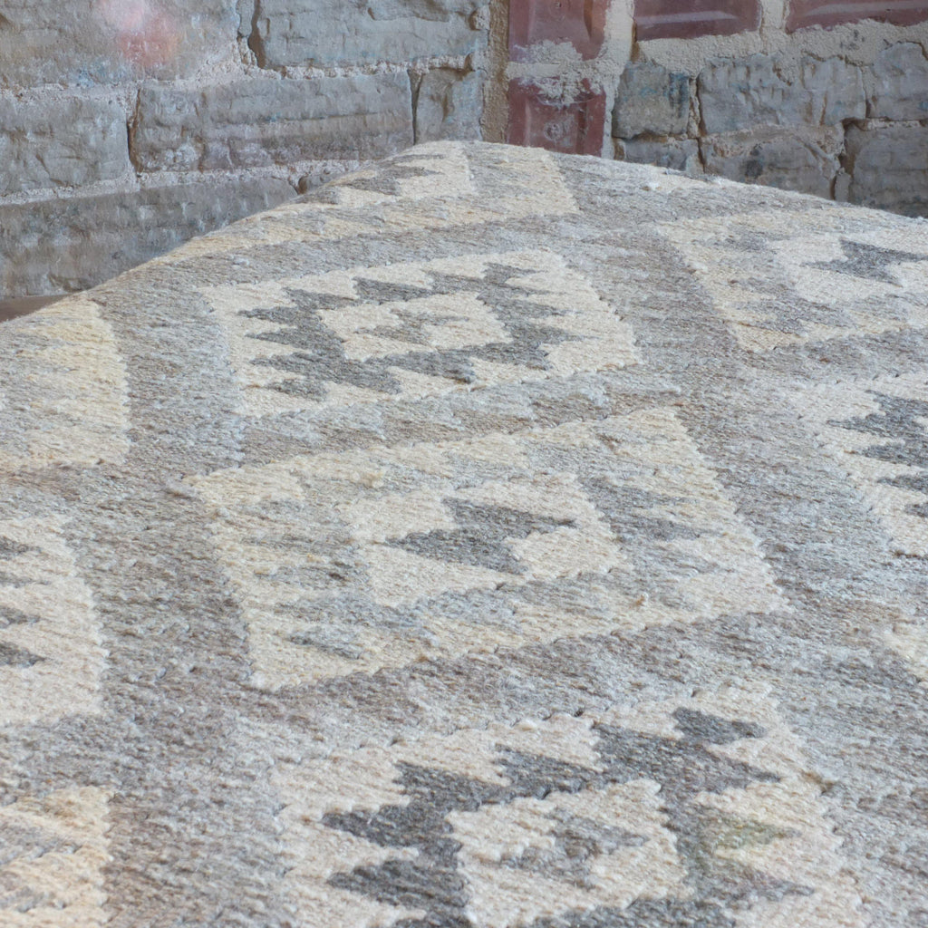 Handmade Afghan kilim rug footstool #36-Handmade Ethnic Footstools-KONTRAST