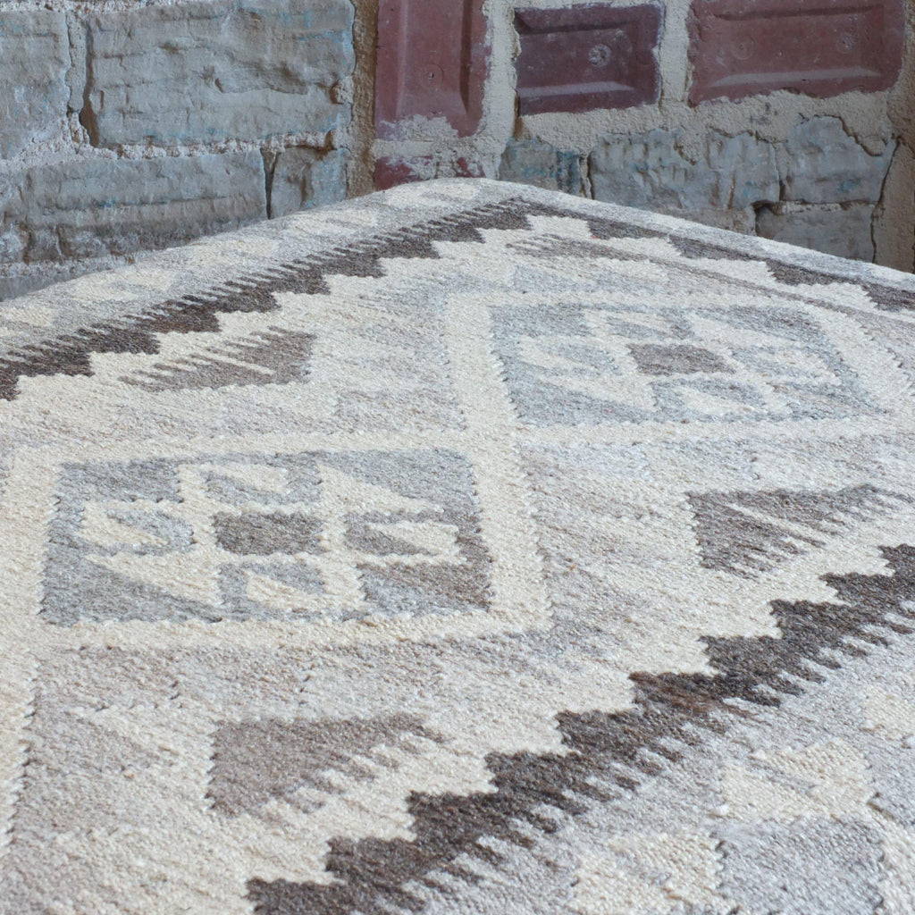 Handmade Afghan kilim rug footstool #37-Handmade Ethnic Footstools-KONTRAST