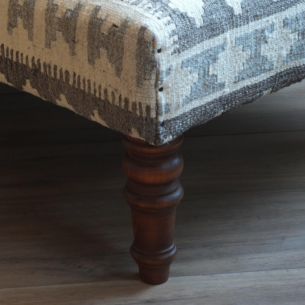 Handmade Afghan kilim rug footstool #38-Handmade Ethnic Footstools-KONTRAST