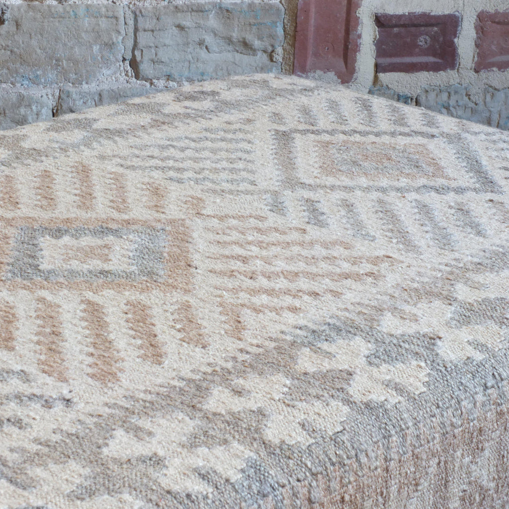 Handmade Afghan kilim rug footstool #39-Handmade Ethnic Footstools-KONTRAST