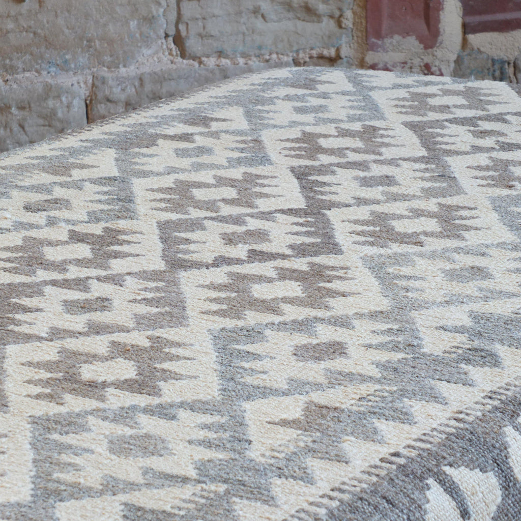 Handmade Afghan kilim rug footstool #40-Handmade Ethnic Footstools-KONTRAST