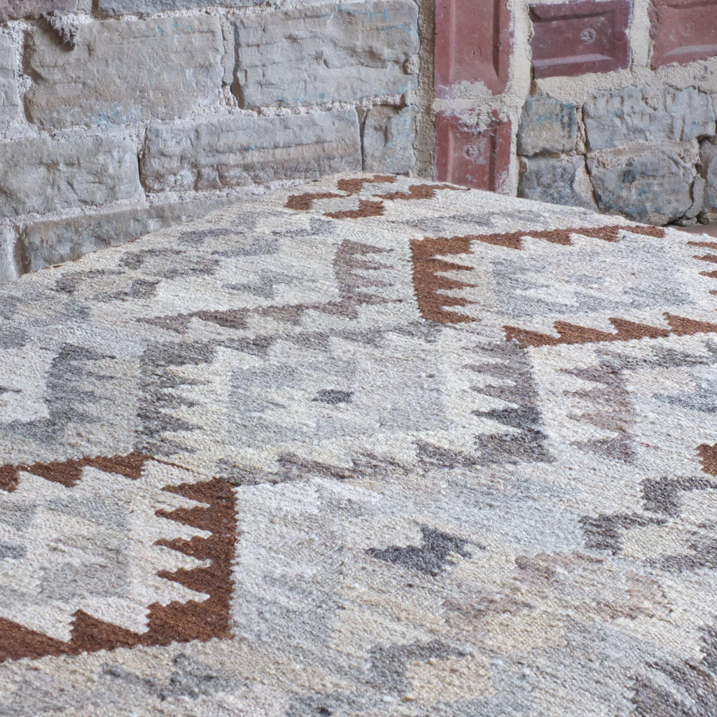 Handmade Afghan kilim rug footstool #43-Handmade Ethnic Footstools-KONTRAST
