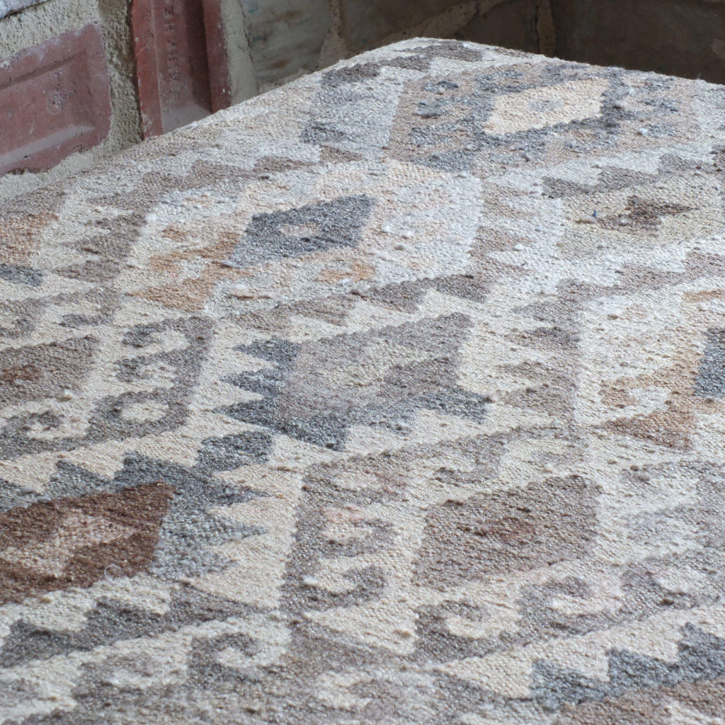 Handmade Afghan kilim rug footstool #45-Handmade Ethnic Footstools-KONTRAST