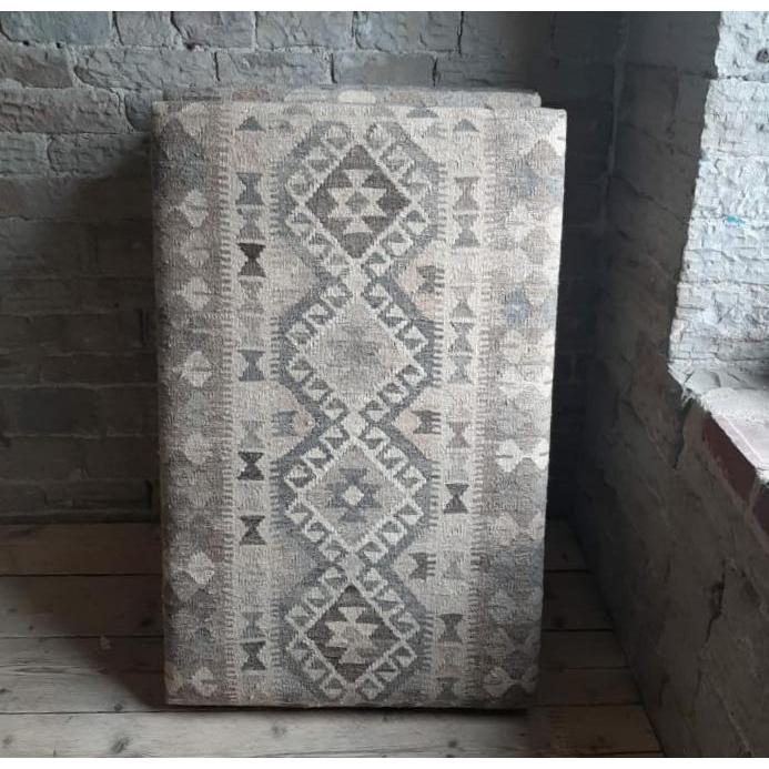 Handmade Afghan kilim rug footstool #47-Handmade Ethnic Footstools-KONTRAST