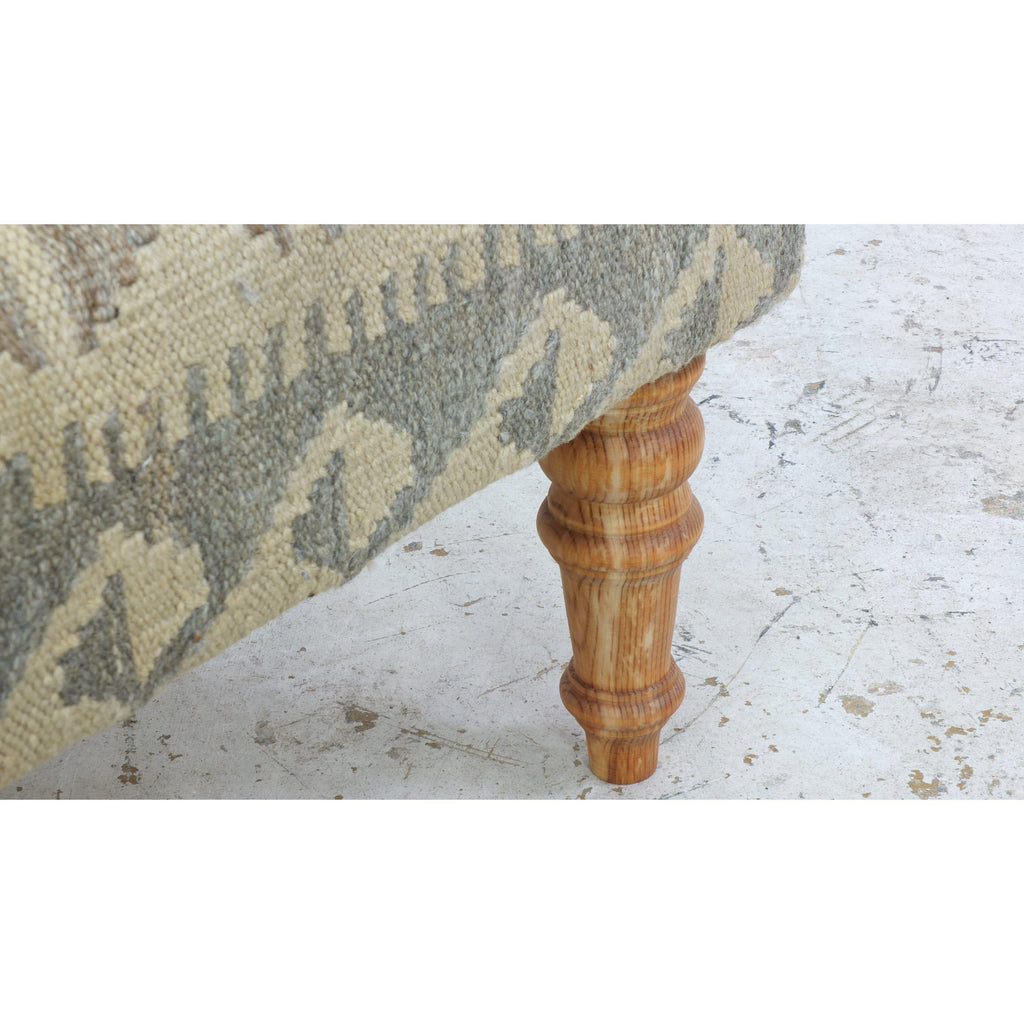Handmade afghan kilim ottoman - khudrang natural wool colours #8-Handmade Ethnic Footstools-KONTRAST