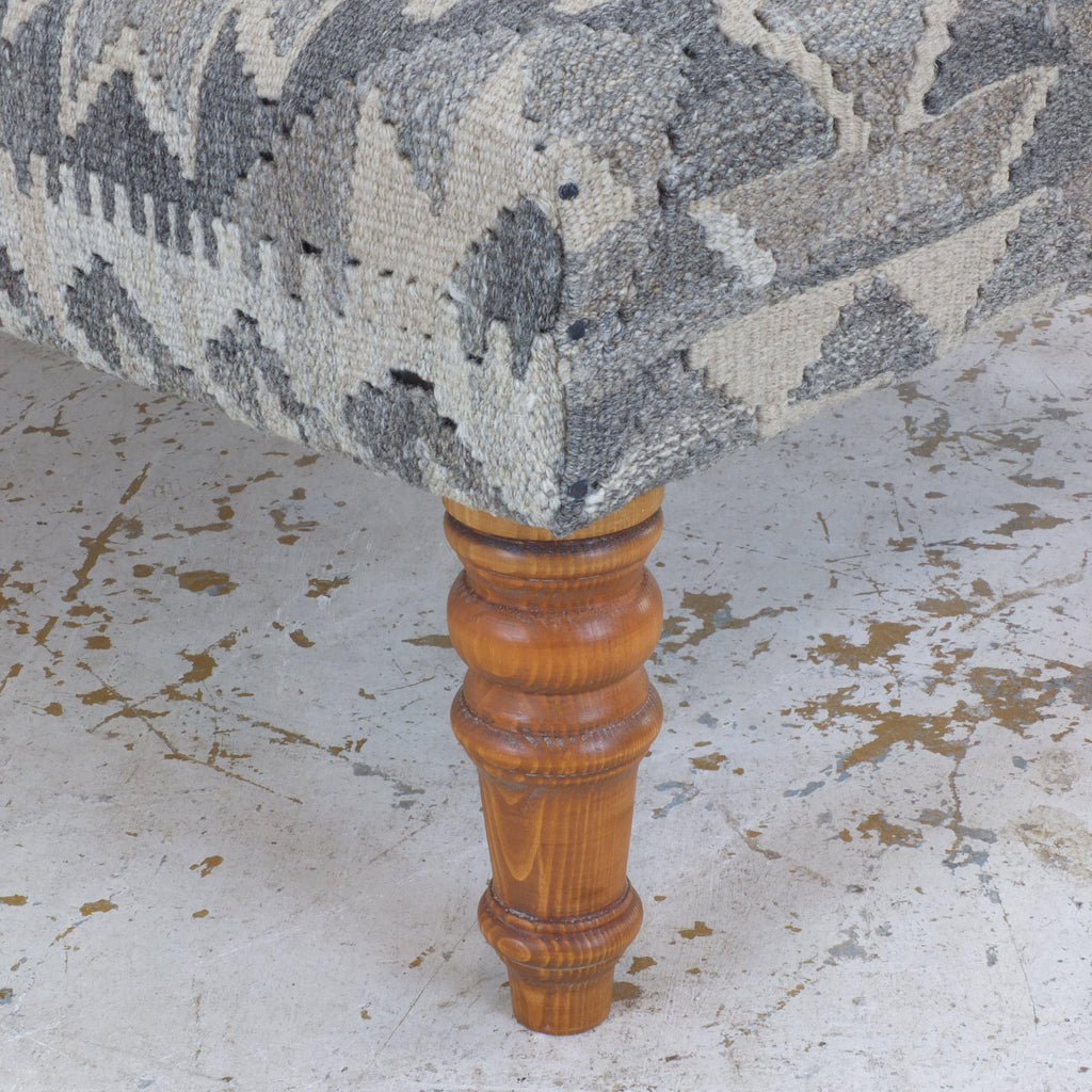 Handmade afghan kilim rug ottoman footstool khodrang natural wool colours #19-Handmade Ethnic Footstools-KONTRAST