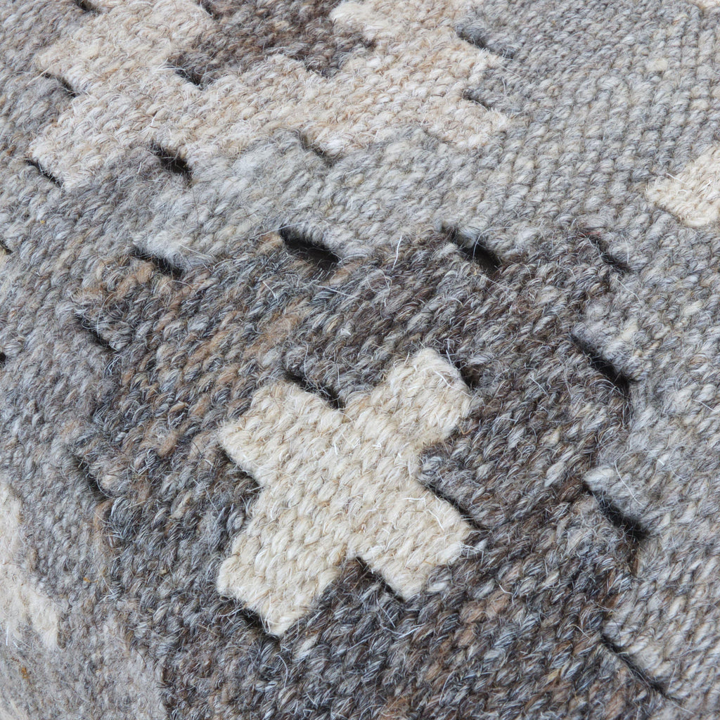 Handmade afghan kilim rug ottoman footstool khodrang natural wool colours #20-Handmade Ethnic Footstools-KONTRAST