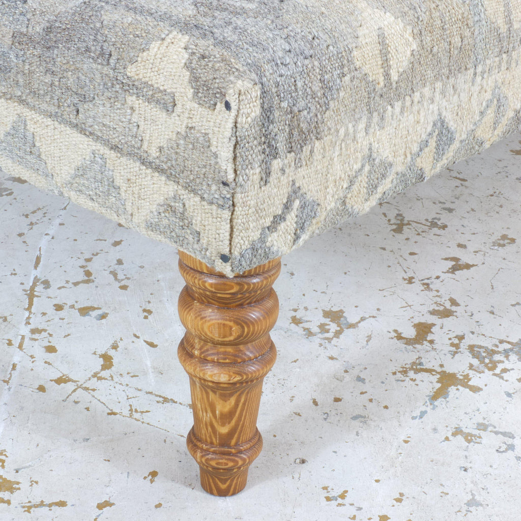 Handmade afghan kilim rug ottoman footstool - khudrang natural wool colours #11-Handmade Ethnic Footstools-KONTRAST
