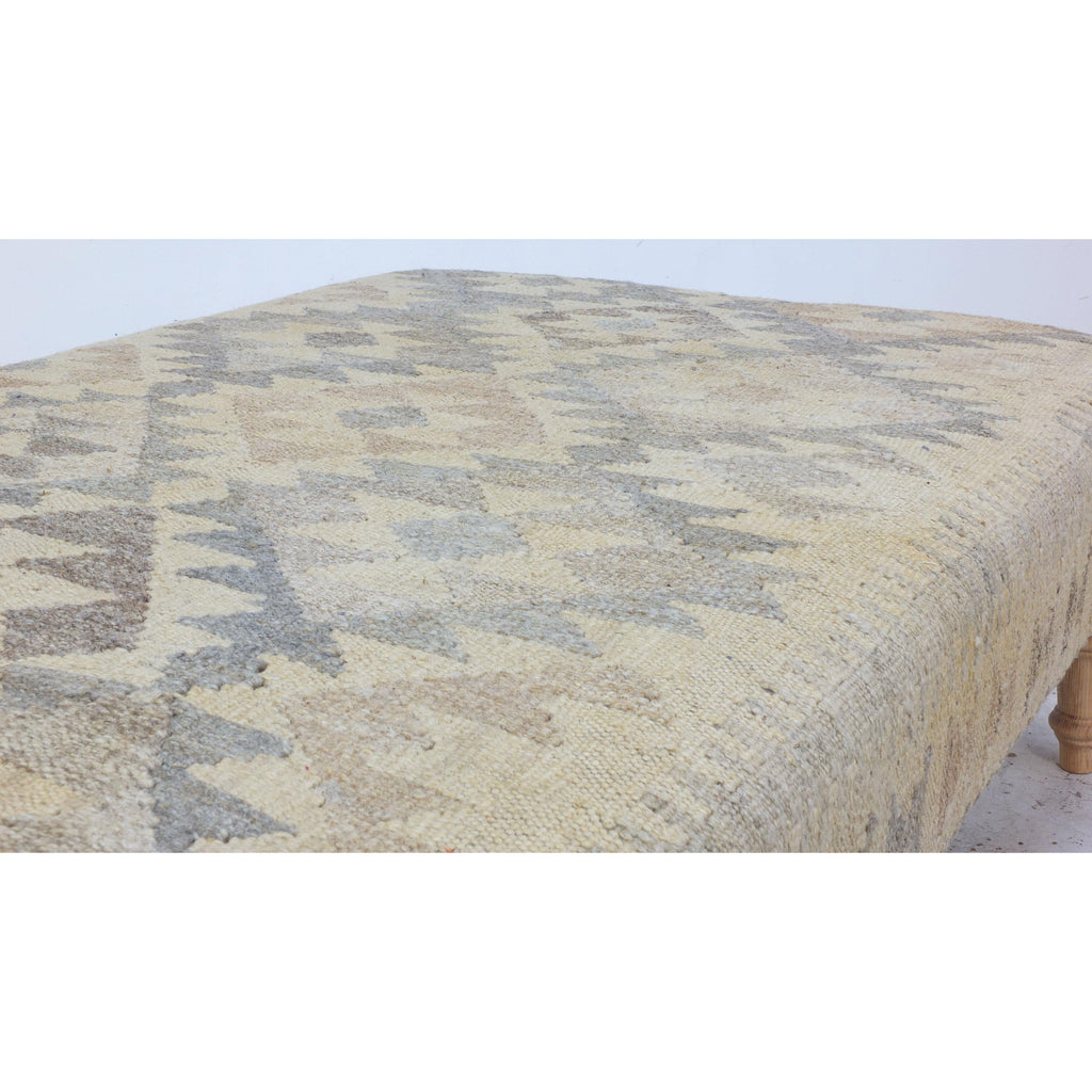 Handmade ottoman - khudrang natural wool colours #1-Handmade Ethnic Footstools-KONTRAST