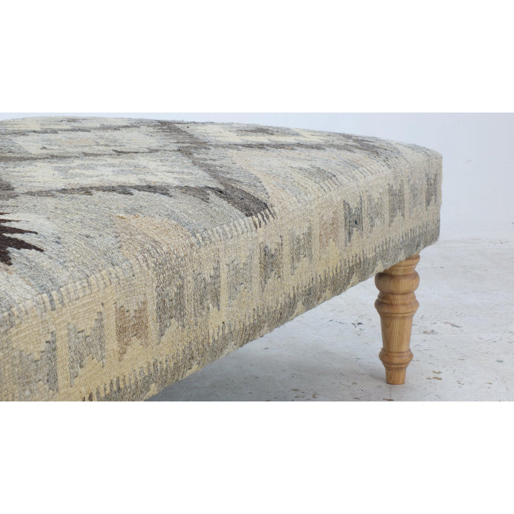 Handmade ottoman - khudrang natural wool colours #2-Handmade Ethnic Footstools-KONTRAST