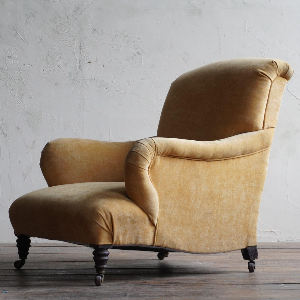 Howard Style - Yellow Velvet Armchair-Antique Seating-KONTRAST