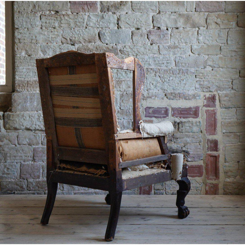 Irish lion paw feet wingback armchair-Antique Seating-KONTRAST