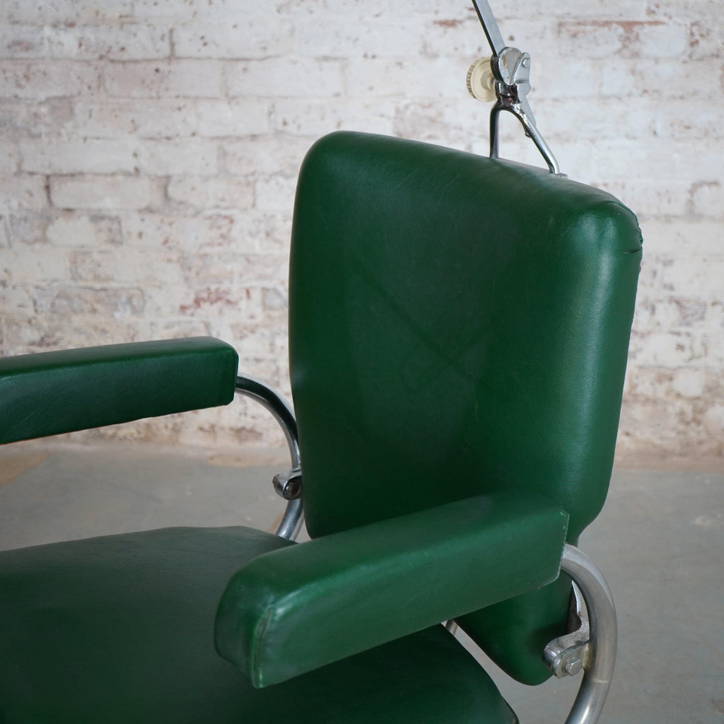 La Reine Barbers Restrocrat Chair - Green c.1950-Antique Seating-KONTRAST