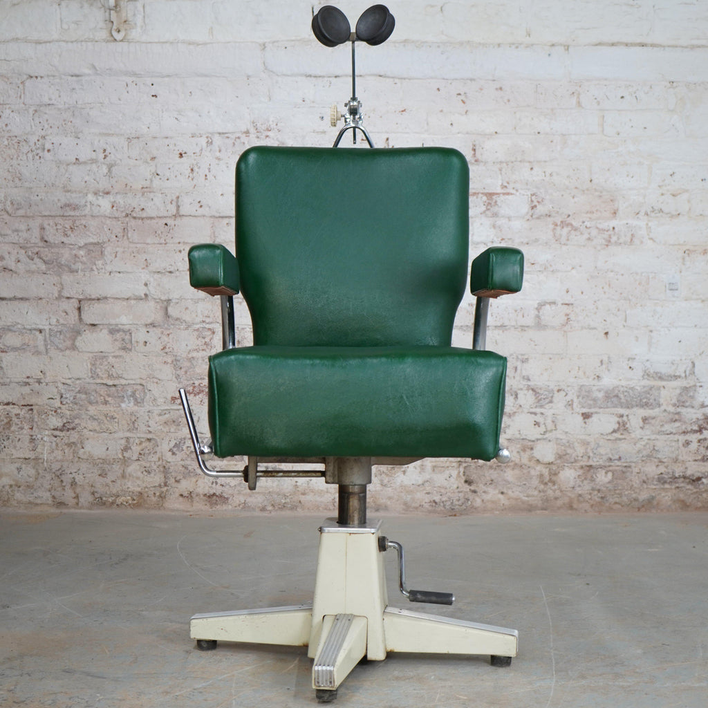 La Reine Barbers Restrocrat Chair - Green c.1950-Antique Seating-KONTRAST