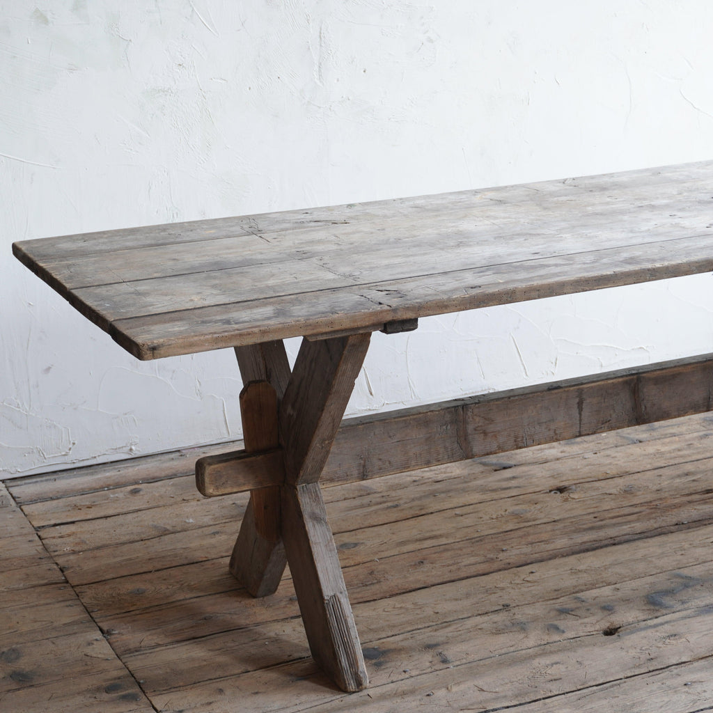 Large Swedish Trestle Table-Antique Tables-KONTRAST