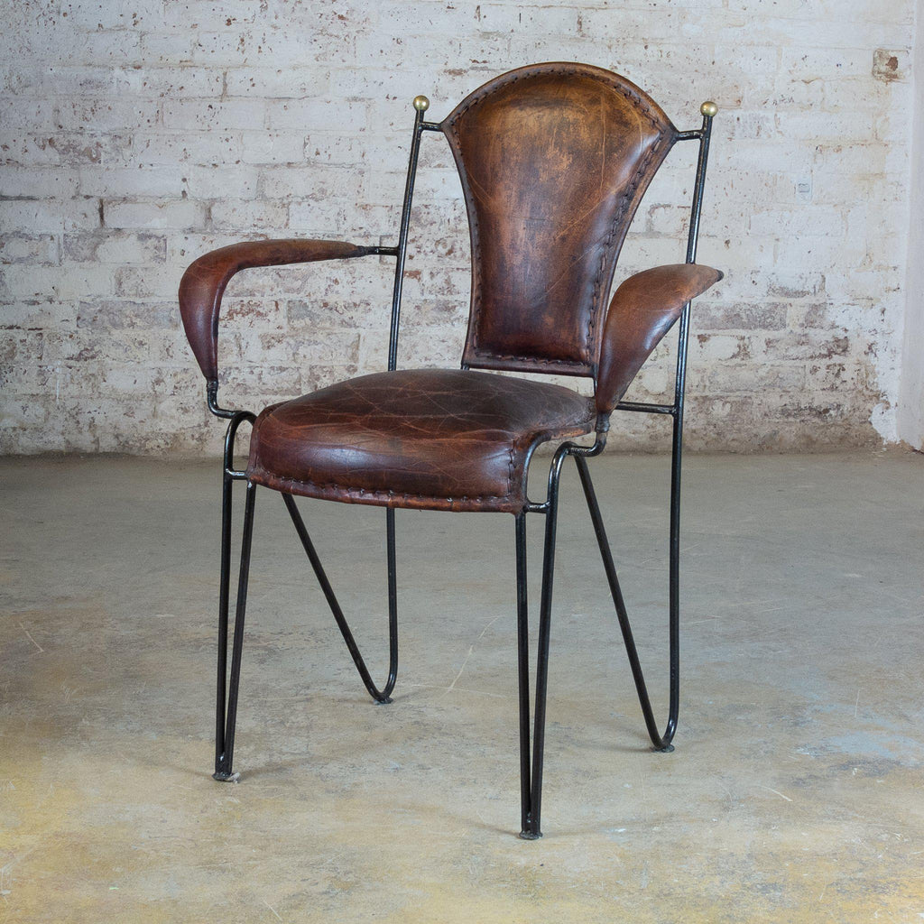 Metal and Leather dining chairs-Vintage Seating-KONTRAST