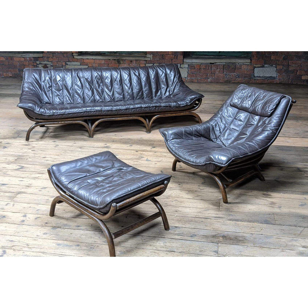 Mid Century Leather and Bamboo Suite-KONTRAST