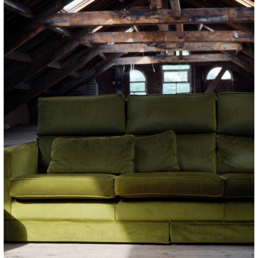 Mid Century Sofa and Armchairs with a Footstool in Green Velour-Mid Century Seating-KONTRAST