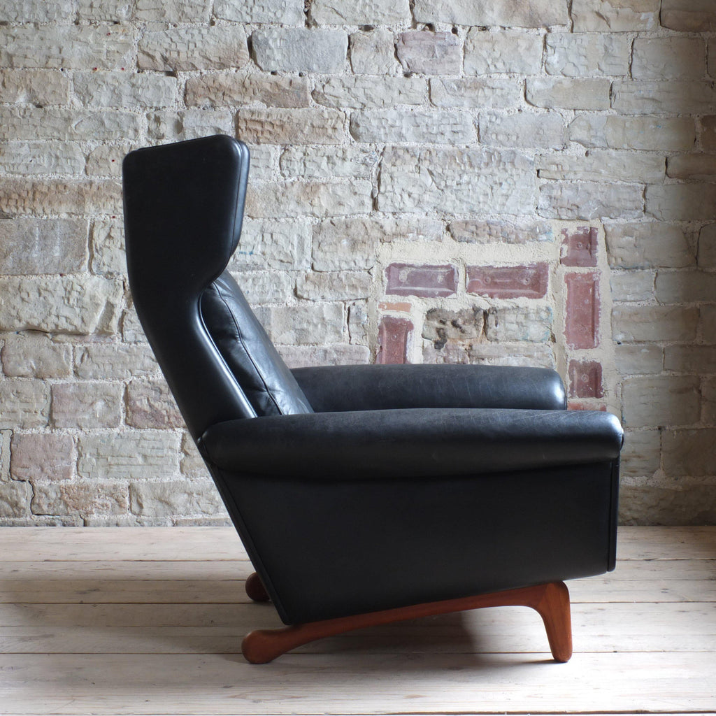 Mid century Danish black leather Diplomat armchair by Aage Christiansen 1960's-Antique Seating-KONTRAST
